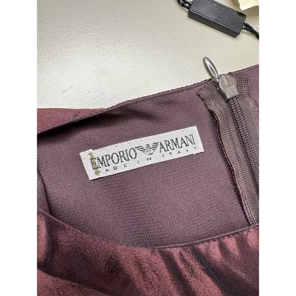 Vintage Armani 90s Made In Italy Silk Dress Burgundy IT 40 US 6 Y2K Cocktail NWT - Picture 9 of 16